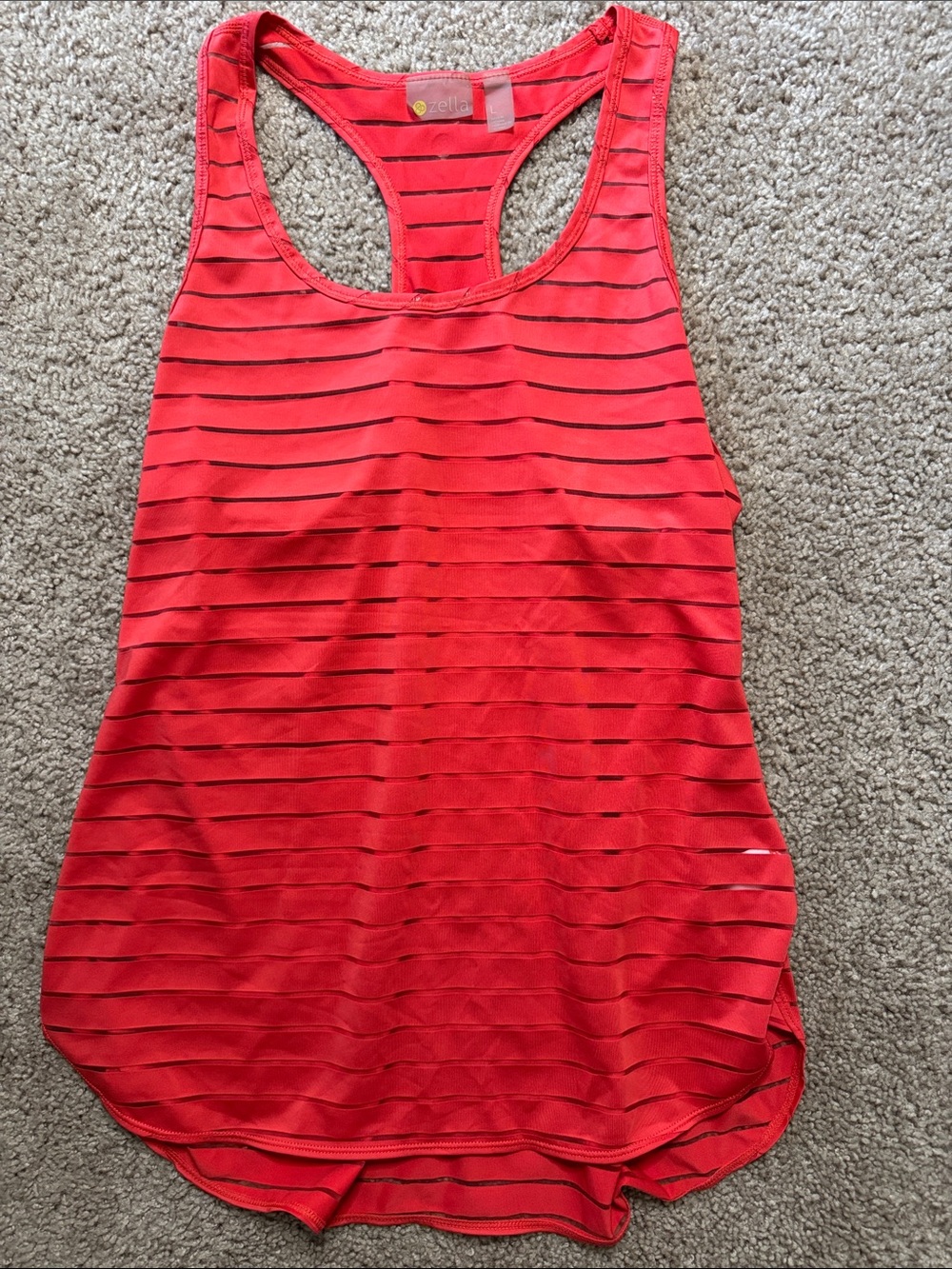 Zella Red Striped Racerback Tank Top
